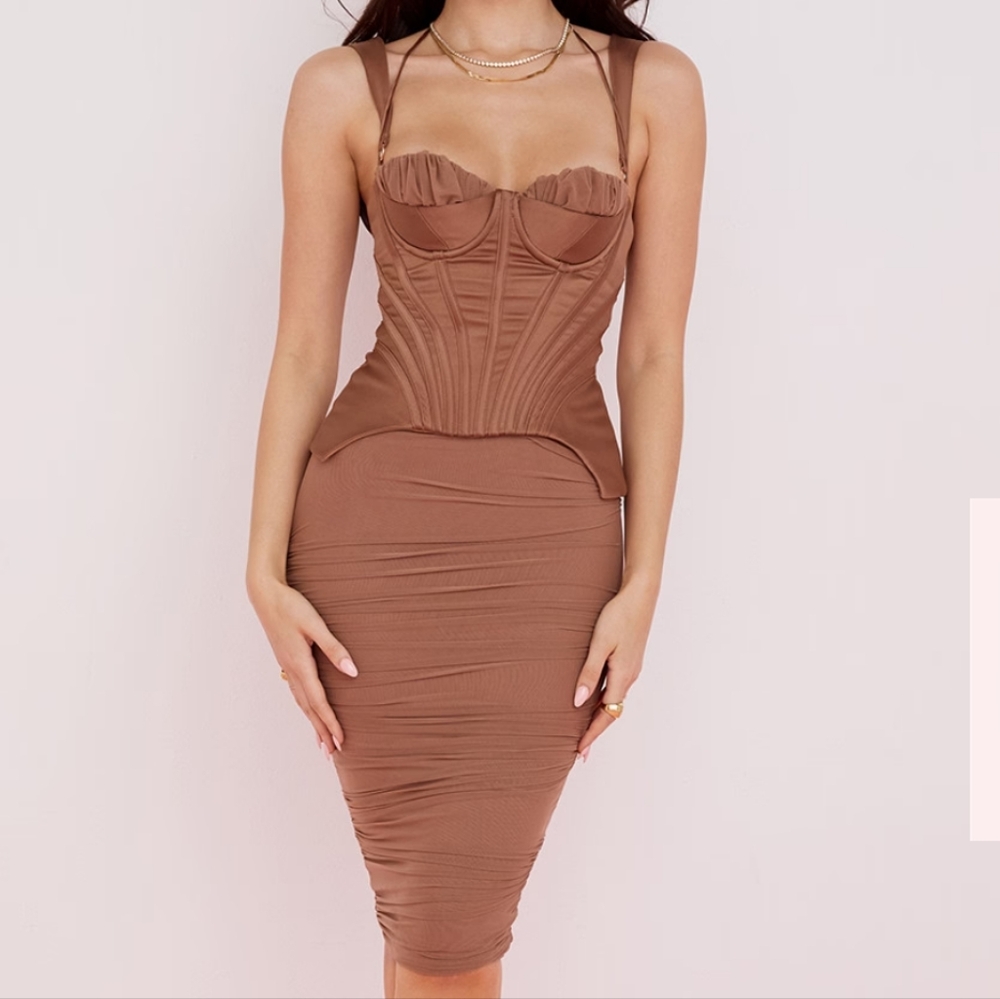 Talya toffee corset dress
